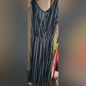 Tommy Hilfiger Black and Green Striped Dress